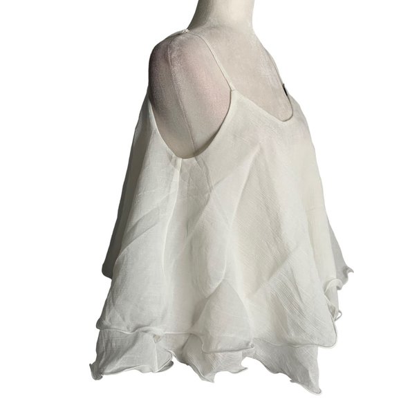 Sheer Flowy Butterfly Tank Top M White Adjustable Straps Romantic Layers NEW - Picture 5 of 7